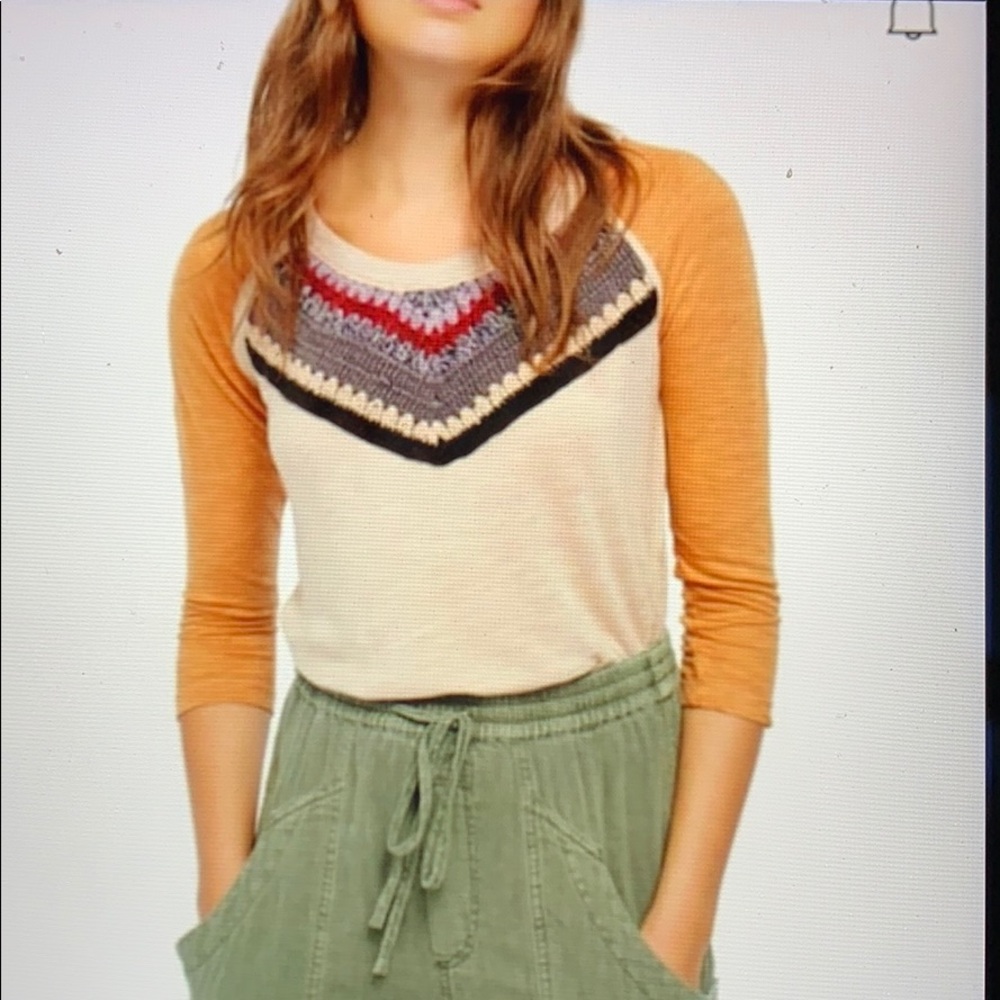 Free People Spring Bound Top w/crochet panel chest